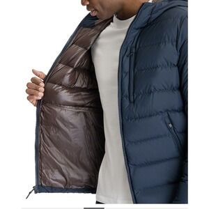 Navy Blue Men's MK Puffer Waterproof Jacket with Hood